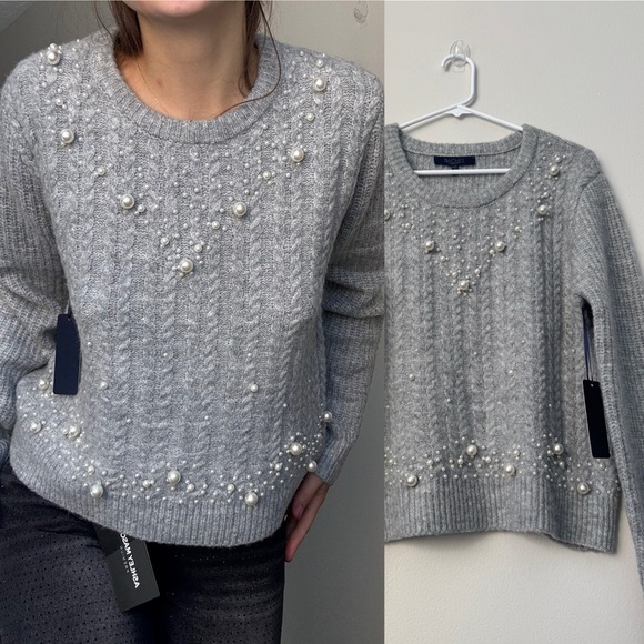 Rachel Roy Silver Gray Warm Pearl Sweater Size L NWT - Picture 2 of 9
